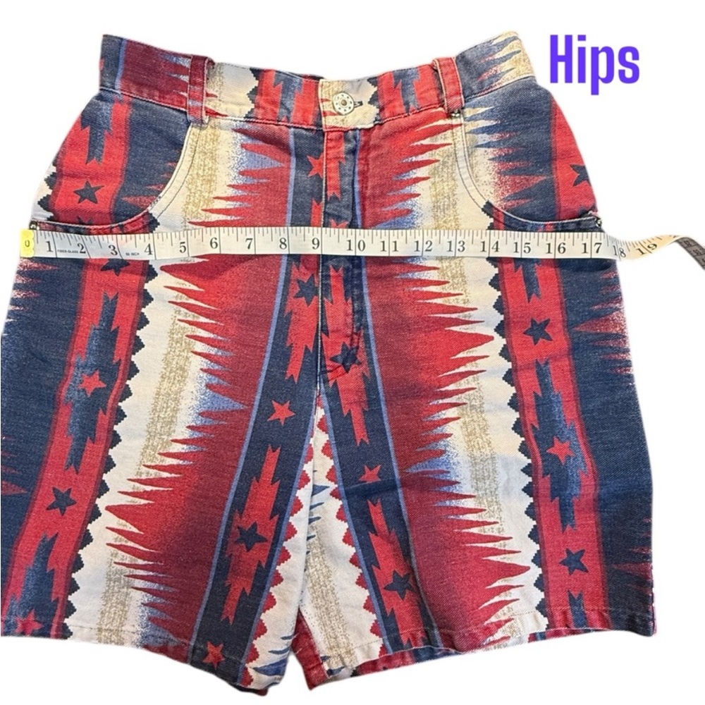 Vintage High Waisted Southwest Tribal Western Y2K Star Stripe Shorts size 7 - Picture 5 of 10